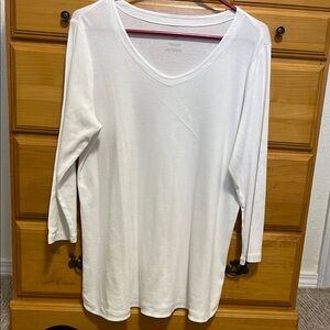 J.Jill Pima 3/4 Sleeve V-Neck Tee, White